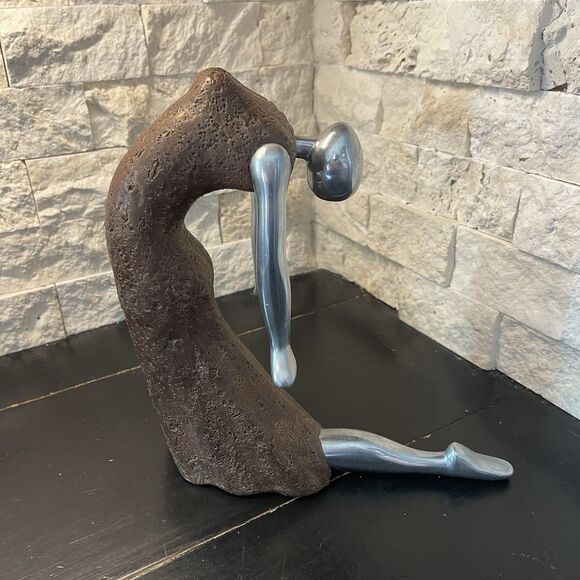 Other - Vintage Modernist/Brutalist Concrete and Stainless Ballerina Statue